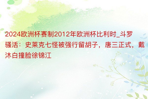 2024欧洲杯赛制2012年欧洲杯比利时_斗罗骚活：史莱克七怪被强行留胡子，唐三正式，戴沐白撞脸徐锦江